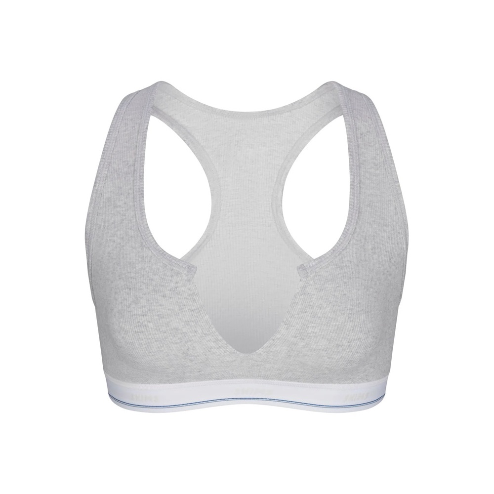 Skims Cotton Rib Gray Racerback Bralette